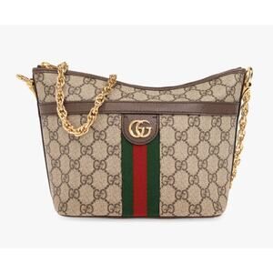 $2390 NEW GUCCI GG OPHIDIA WEB LEATHER ZIP SHOULDER SUPREME BAG AUTHENTIC!
